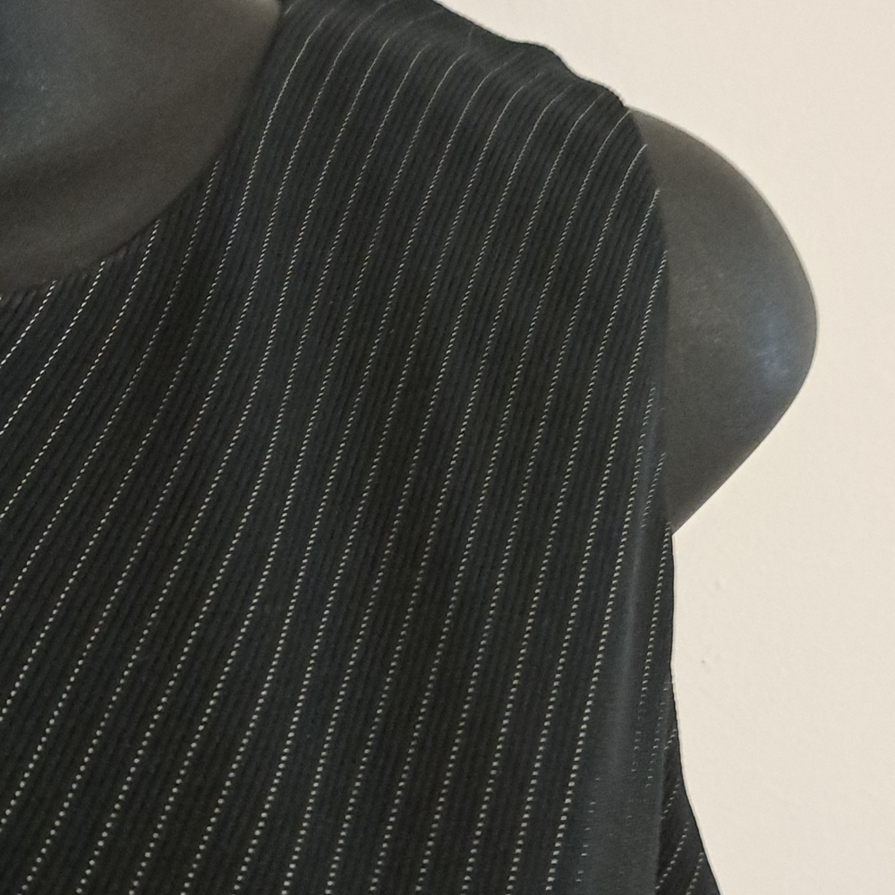 Alex Garfield Black White Pinstripes Lined Sleeveless Bias Dress Misses Size 6 - Picture 5 of 9
